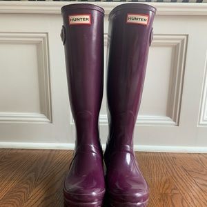 HUNTER Women's Purple Refined Gloss Rain Boots